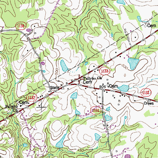 Topographic Map of Tallyho Church, NC