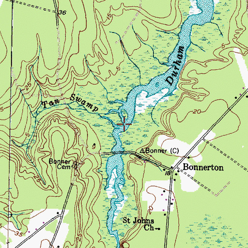 Topographic Map of Tan Swamp, NC