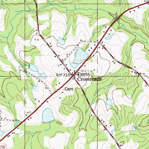 Topographic Map of Tants Crossroads, NC