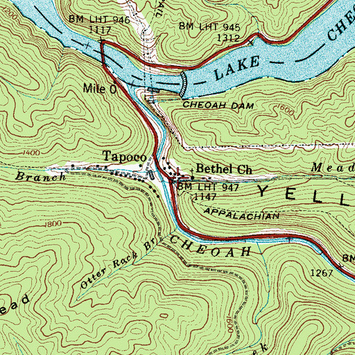 Topographic Map of Tapoco, NC