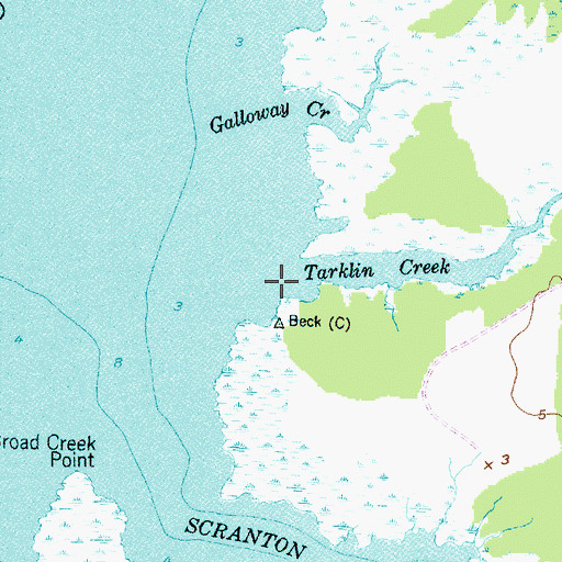 Topographic Map of Tarklin Creek, NC