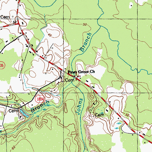 Topographic Map of Taylor Branch, NC