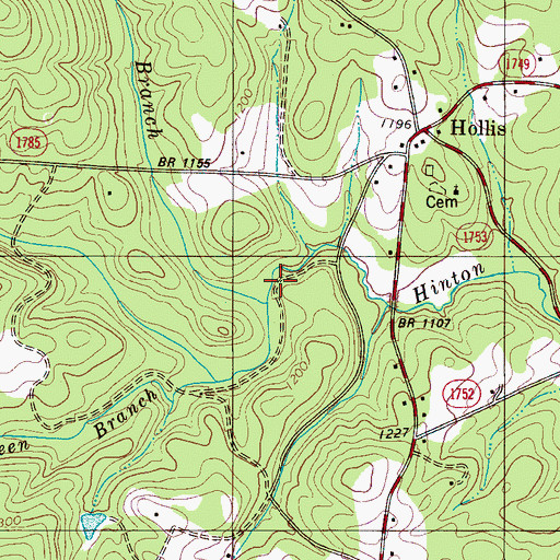 Topographic Map of Taylor Branch, NC