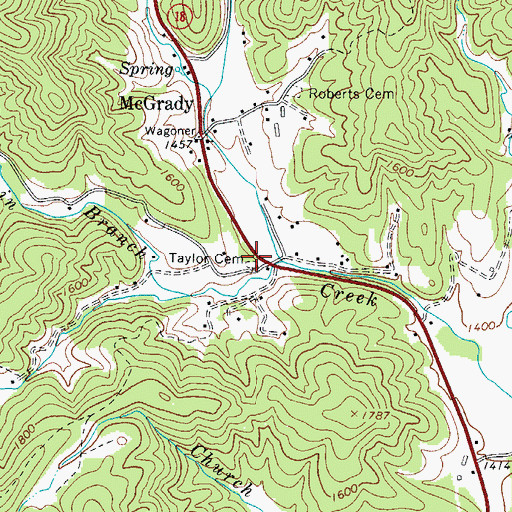 Topographic Map of Taylor Cemetery, NC