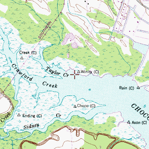 Topographic Map of Taylor Creek, NC