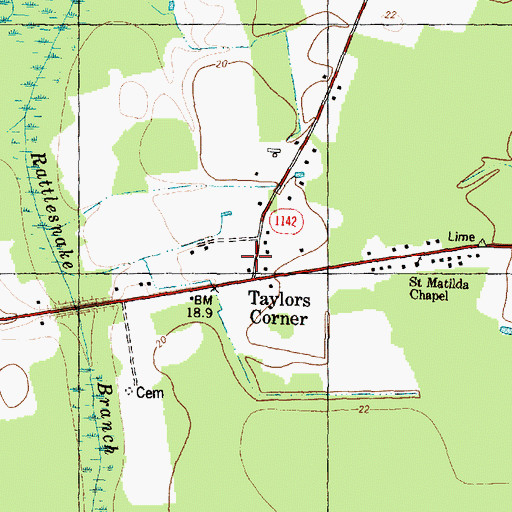 Topographic Map of Taylors Corner, NC