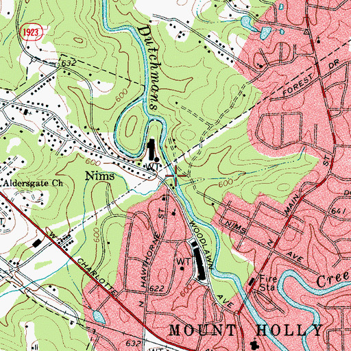 Topographic Map of Taylors Creek, NC