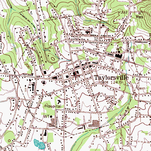 Topographic Map of Taylorsville, NC