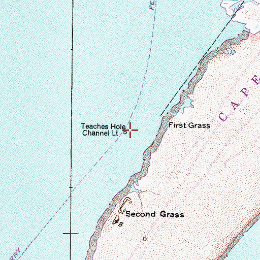 Topographic Map of Teaches Hole Channel Light, NC