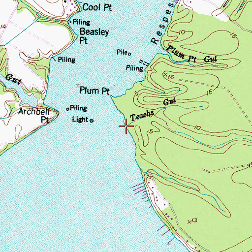 Topographic Map of Teachs Gut, NC