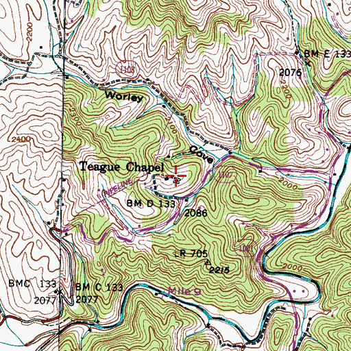 Topographic Map of Teague Chapel, NC