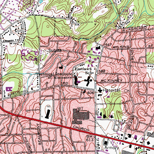 Topographic Map of Technical Institute of Alamance, NC