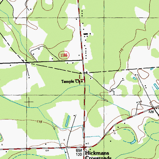 Topographic Map of Temple Church, NC