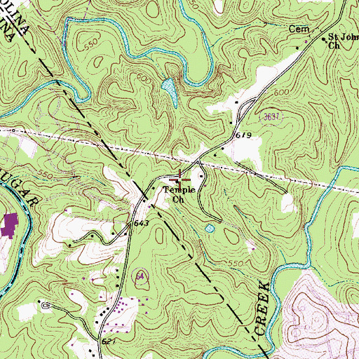 Topographic Map of Temple Church, NC
