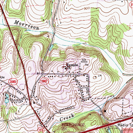 Topographic Map of Temple Church, NC