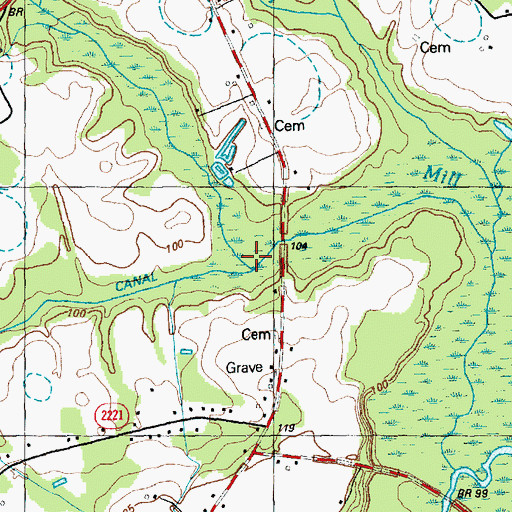 Topographic Map of Tenmile Branch, NC