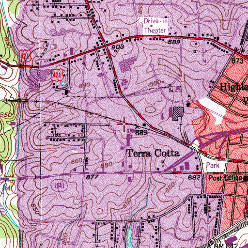 Topographic Map of Terra Cotta, NC