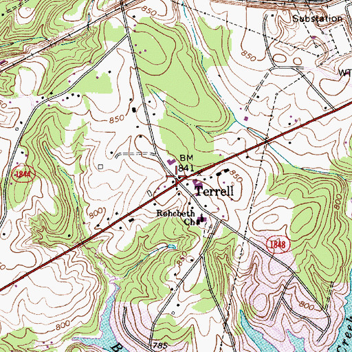 Topographic Map of Terrell, NC