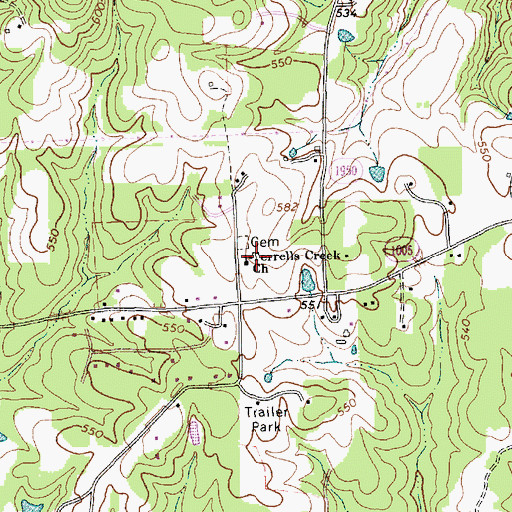 Topographic Map of Terrells Creek Church, NC