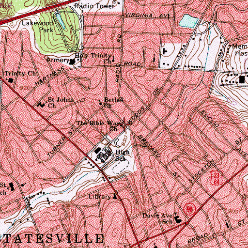 Topographic Map of The Bible Way Church, NC