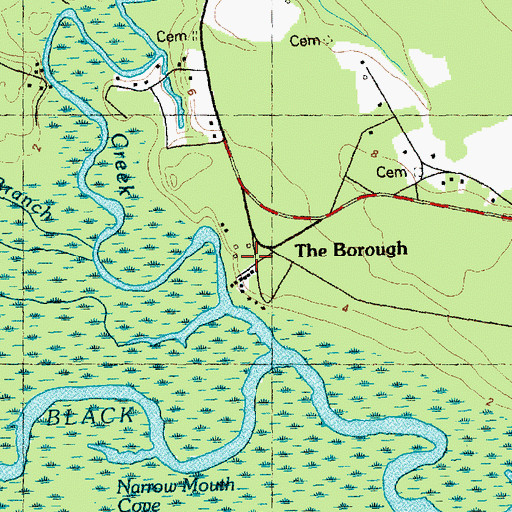 Topographic Map of The Borough, NC