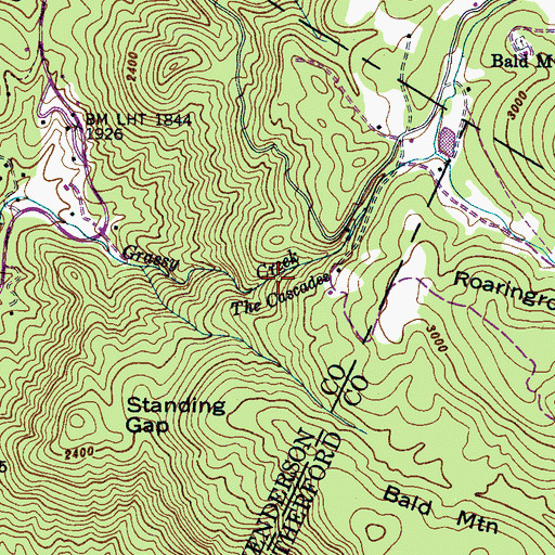 Topographic Map of The Cascades, NC