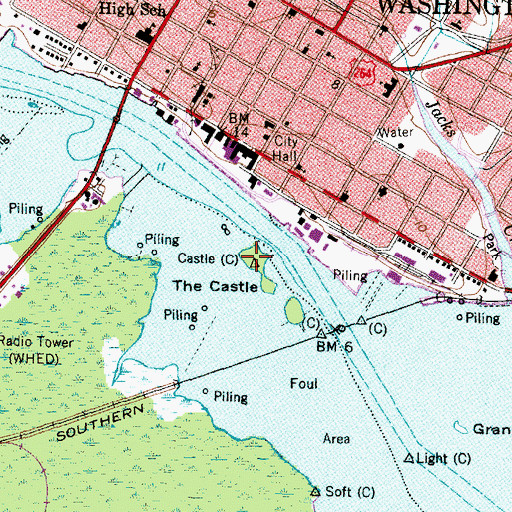 Topographic Map of The Castle, NC
