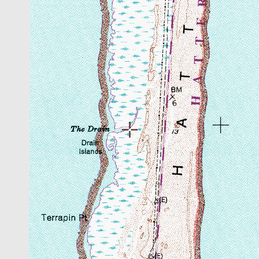 Topographic Map of The Drain, NC