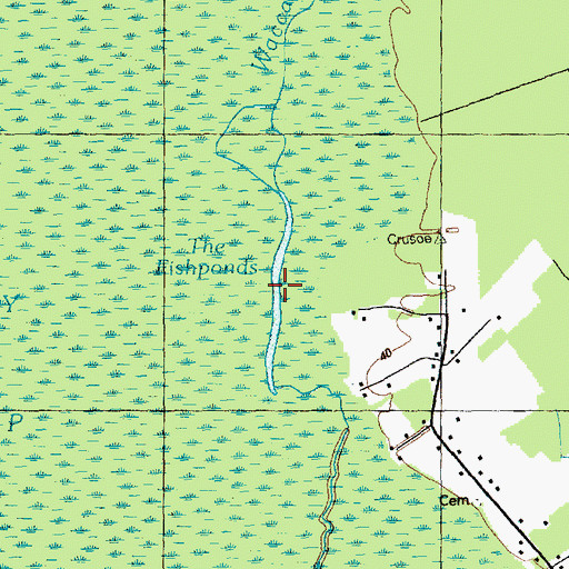Topographic Map of The Fishponds, NC