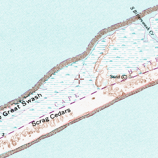 Topographic Map of The Great Swash, NC