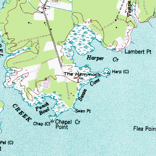 Topographic Map of The Hammock, NC