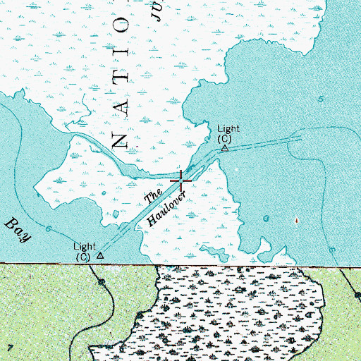 Topographic Map of The Haulover, NC