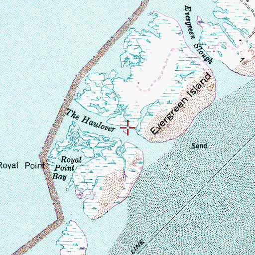 Topographic Map of The Haulover, NC