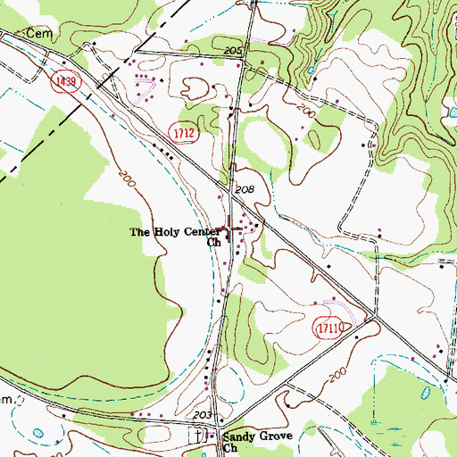 Topographic Map of The Holy Center Church, NC