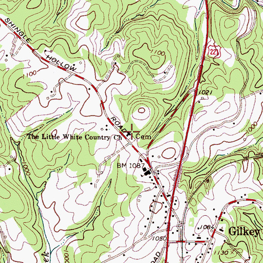 Topographic Map of The Little White Country Church, NC