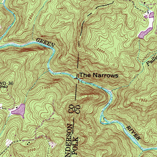 Topographic Map of The Narrows, NC