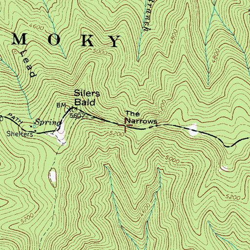 Topographic Map of The Narrows, NC