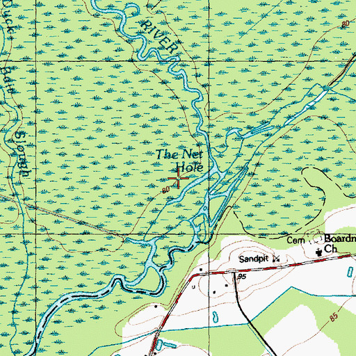 Topographic Map of The Net Hole, NC