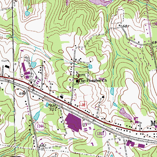 Topographic Map of The Peoples Church, NC