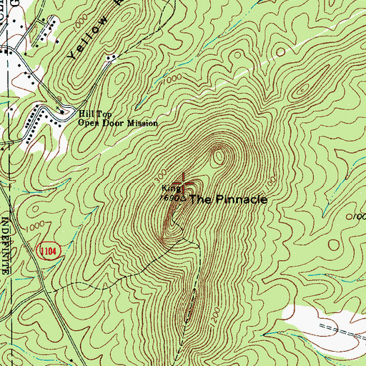 Topographic Map of The Pinnacle, NC