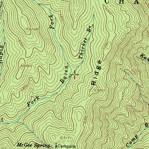 Topographic Map of Thicket Branch, NC