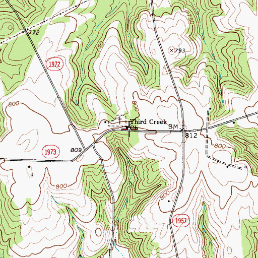 Topographic Map of Third Creek Church, NC