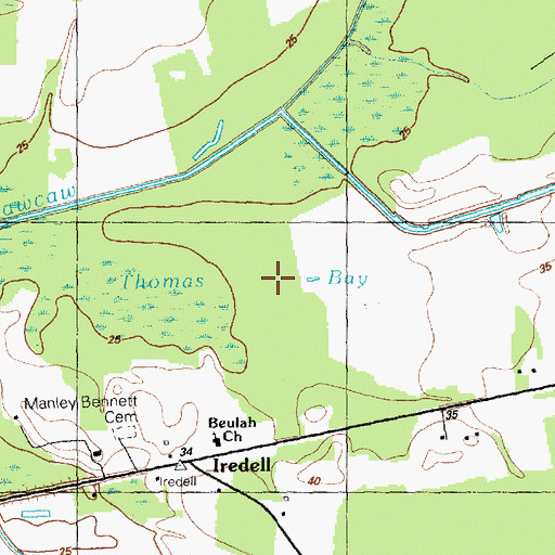 Topographic Map of Thomas Bay, NC