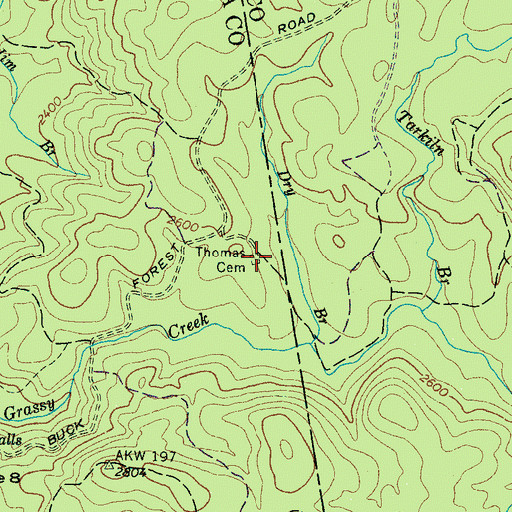 Topographic Map of Thomas Cemetery, NC