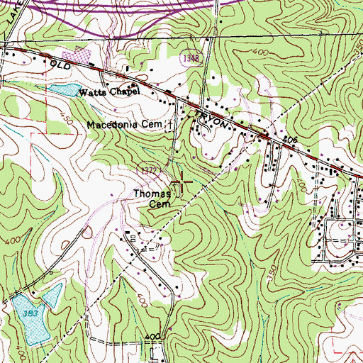 Topographic Map of Thomas Cemetery, NC