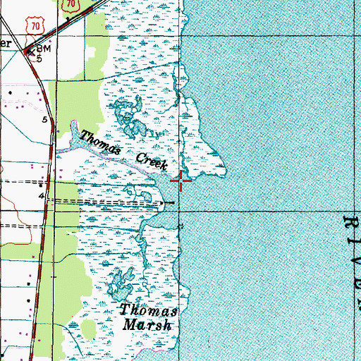 Topographic Map of Thomas Creek, NC