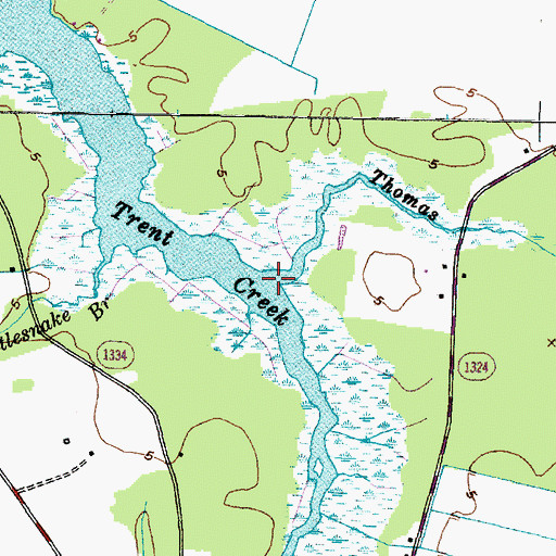 Topographic Map of Thomas Creek, NC