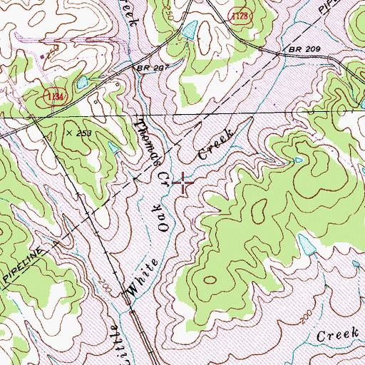 Topographic Map of Thomas Creek, NC