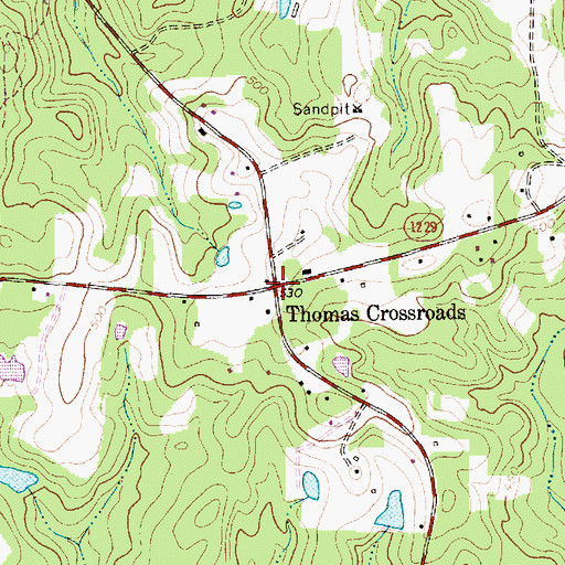 Topographic Map of Thomas Crossroads, NC
