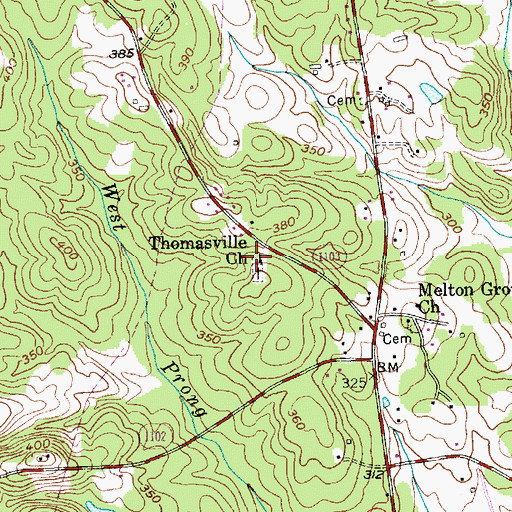 Topographic Map of Thomasville Church, NC